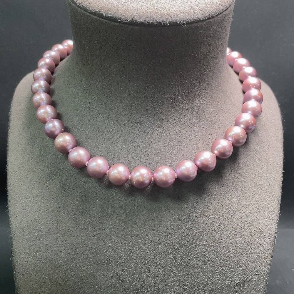 HUILIU HQ pearl necklace with large 10.9/11.8mm pearls, non-gold, total weight approx. 76.5g, elegant jewelry piece