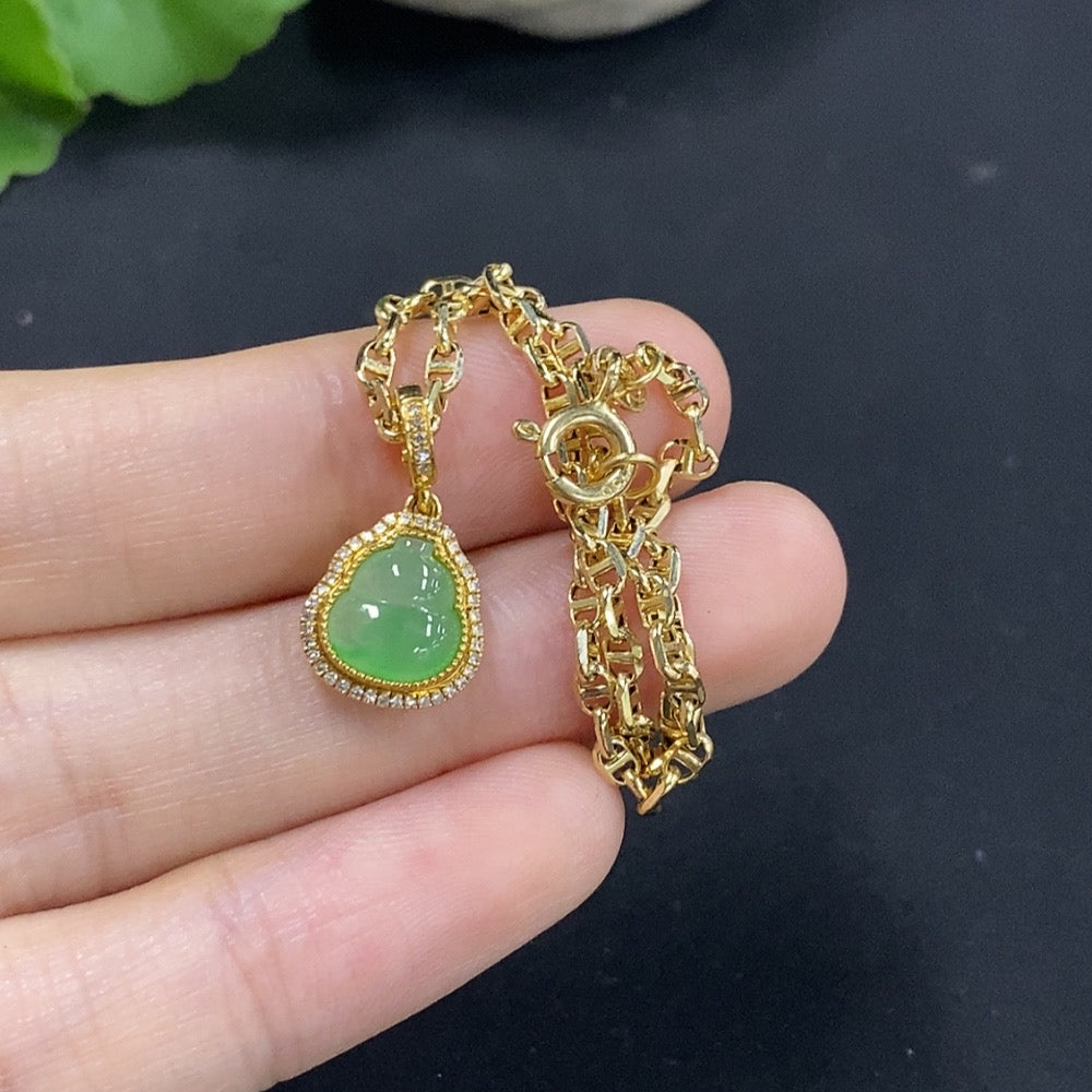 Jadeite Gourd Inlaid Bracelet with Diamond, . | Huiliu Certified