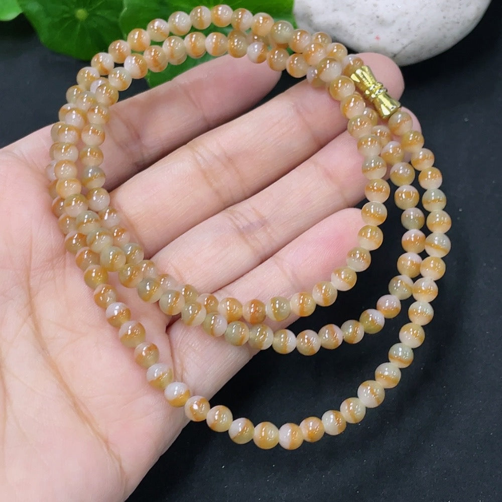 Jadeite Bead Necklace Approx. 4.4mm Total Weight About 20.8g (Non-gold Inlaid)