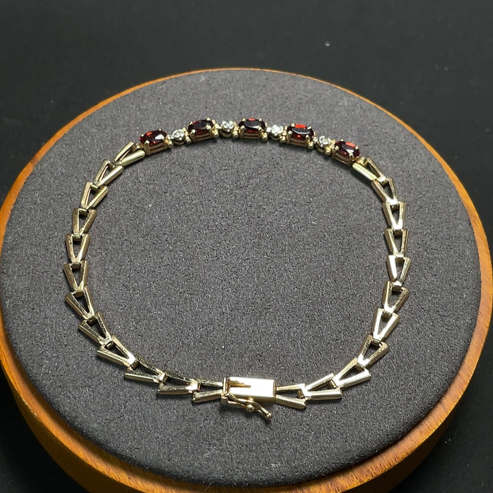 Garnet Bracelet with Diamond Accents, 41% Gold Content