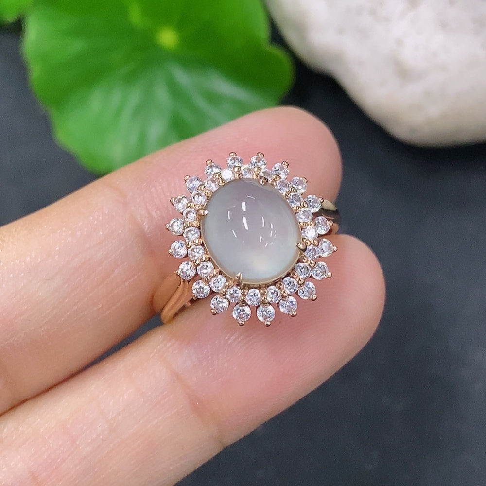 Jadeite Ring with 14k Non-Diamond Setting Size 13 Total Weight Approx. 4g