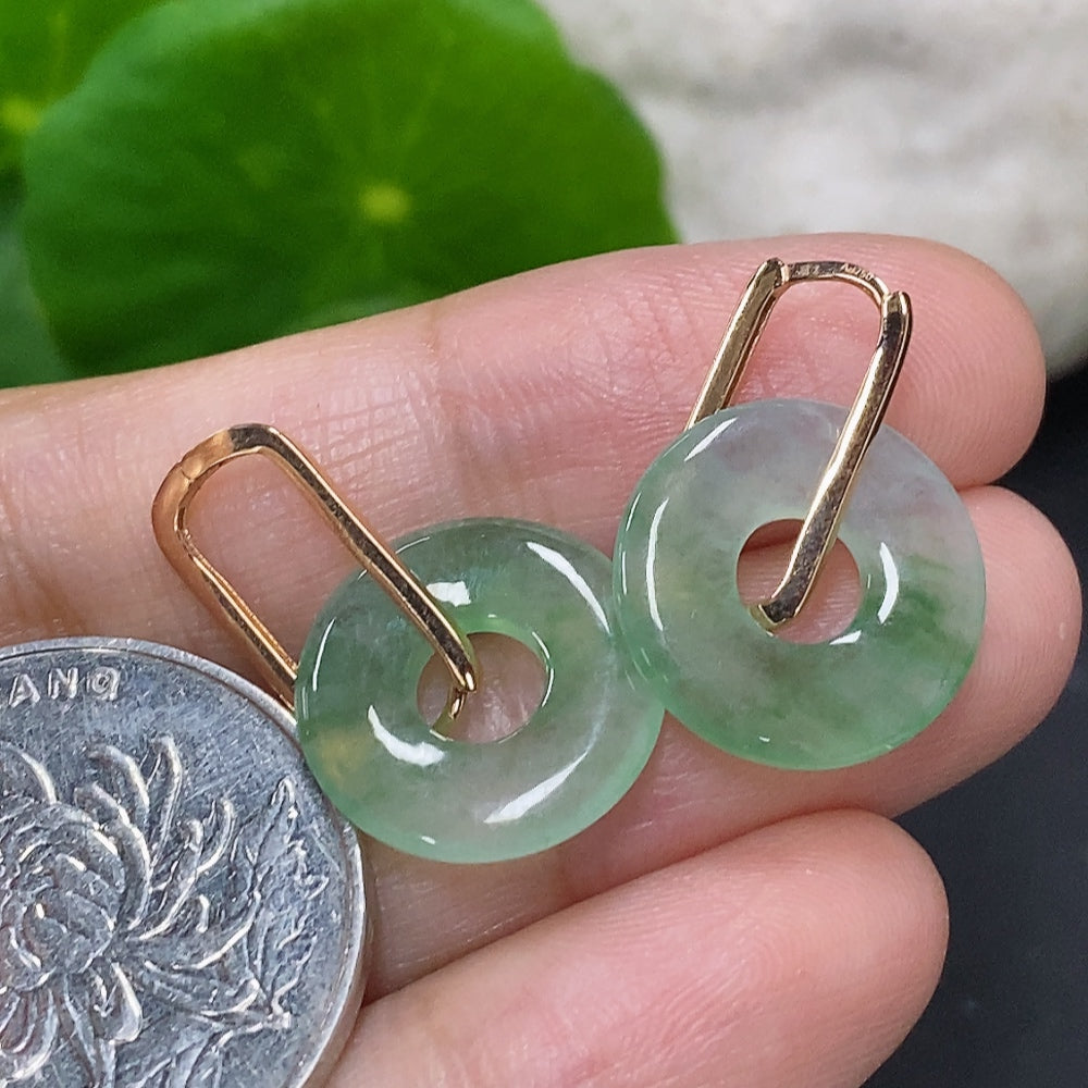 Jadeite Inlaid Earrings 18K Gold
