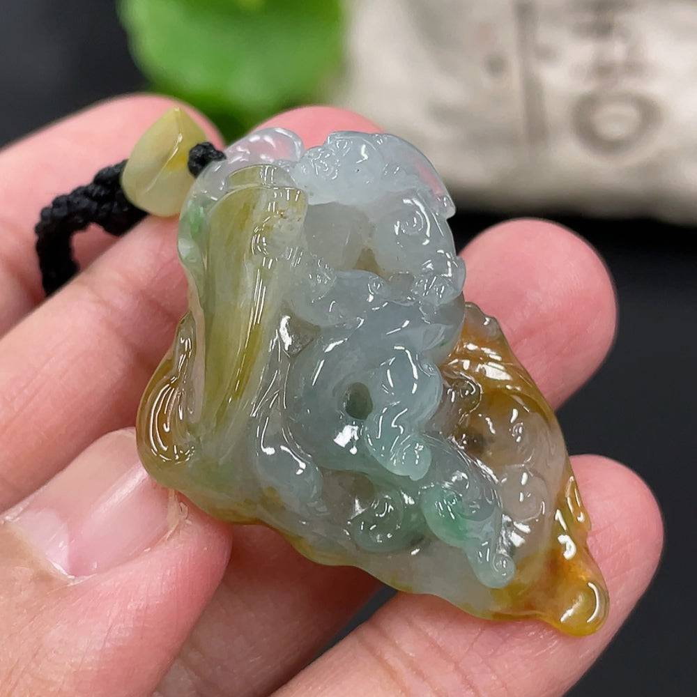 Jadeite dragon pendant from HUILIU HQ, crafted from green jade, weighs approximately 16.38g, featuring detailed dragon carving.