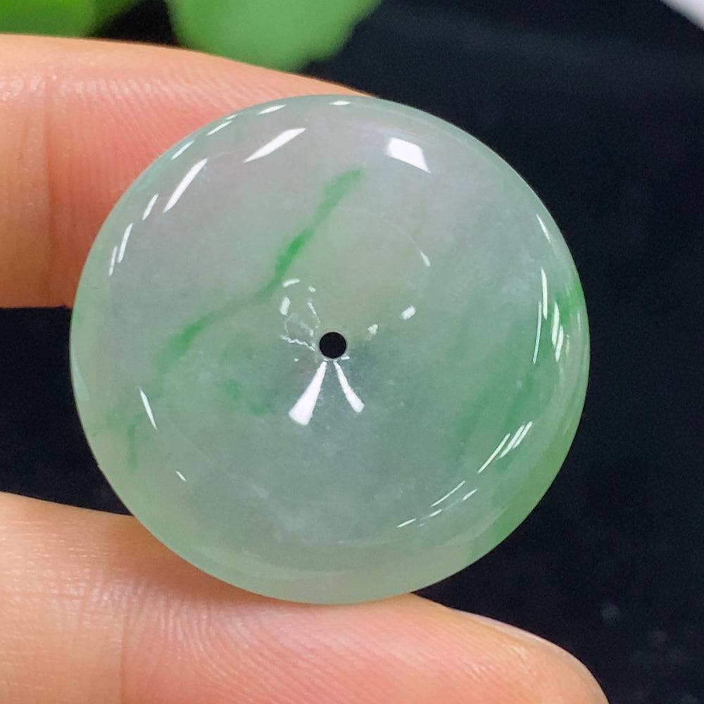 HUILIU HQ jadeite pendant safety buckle, handcrafted jade jewelry with a total weight of approximately 7.55g, detailed close-up image