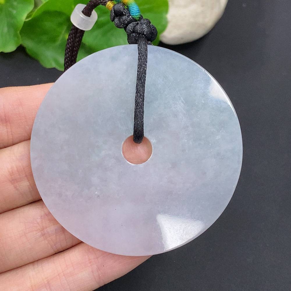 Huiliu Jadeite Peace Knot Pendant with rope weight, featuring non-grade A jade beads, certified by HUILIU HQ.