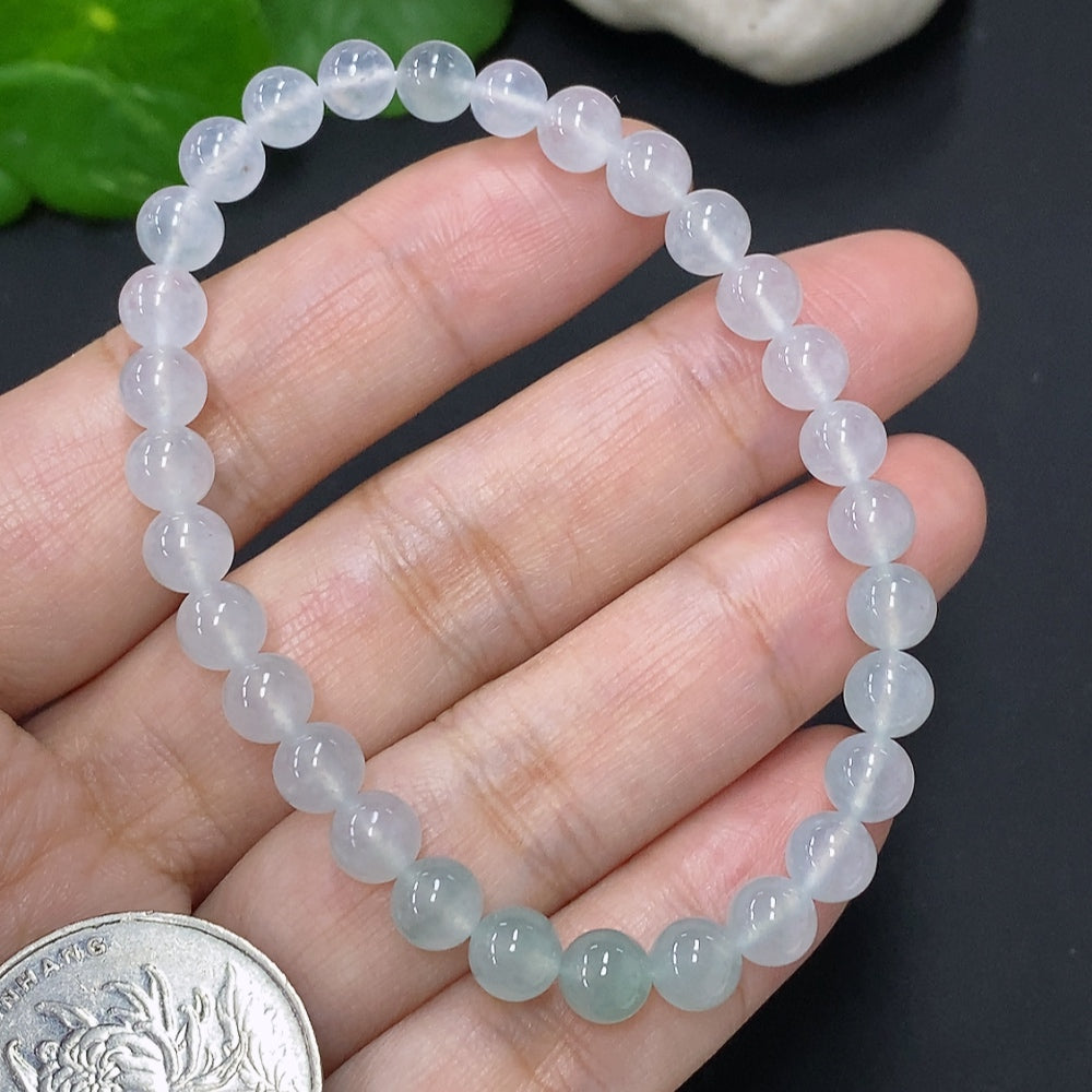 HUILIU HQ jadeite bead necklace featuring 5.8mm jade beads with a total weight of 11.3g, displayed on a neutral background.