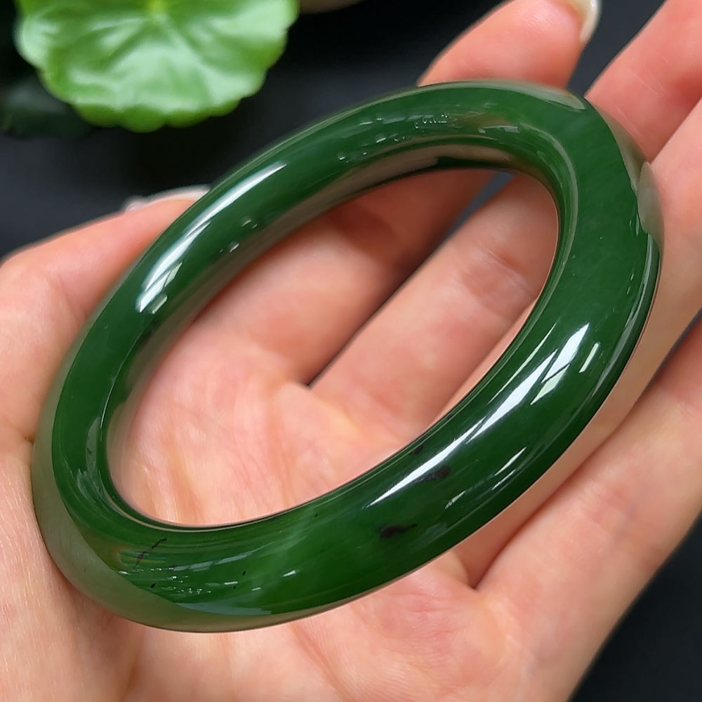 Hetian Jade Green Jade Round Bangle