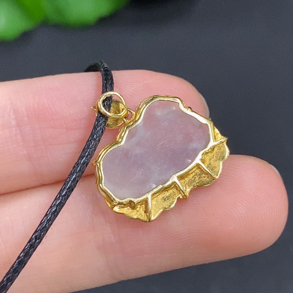 Jadeite Horse with Money Inlaid Pendant 18K Gold Pendant Other Parts Non-Gold (Excluding Rope Weight)