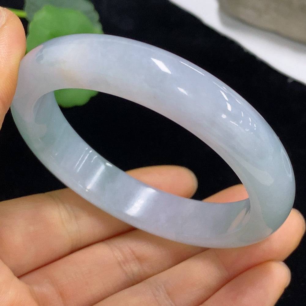 HUILIU HQ jadeite round bracelet with size 56 and approximately 56g weight, showcasing smooth, polished green jade beads.