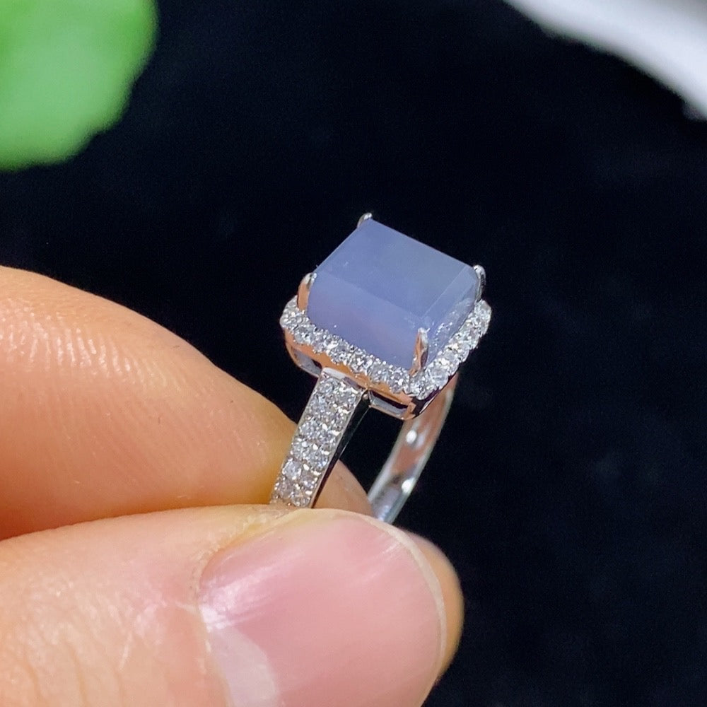 Jadeite Plain Pendant Ring with Diamond Accents . | Huiliu Certified
