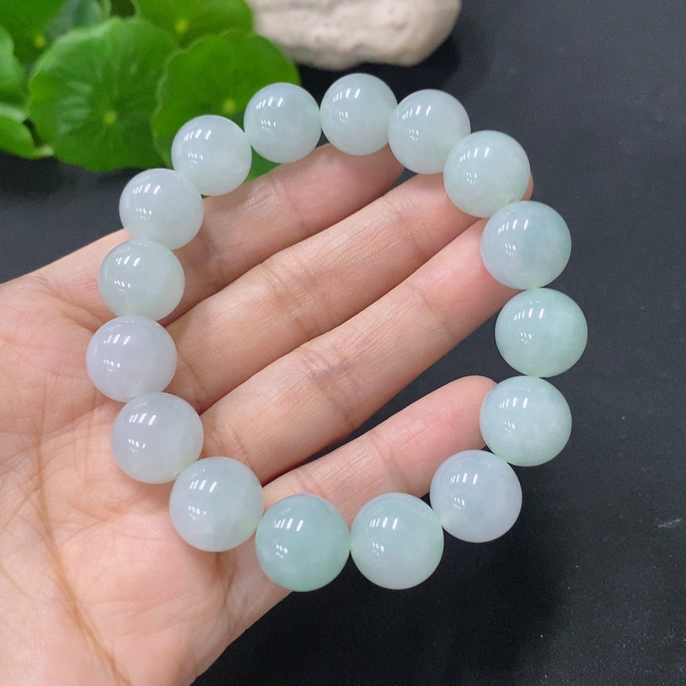 Jadeite Beads Bracelet Approx.12.5mm Total Weight 53.42g
