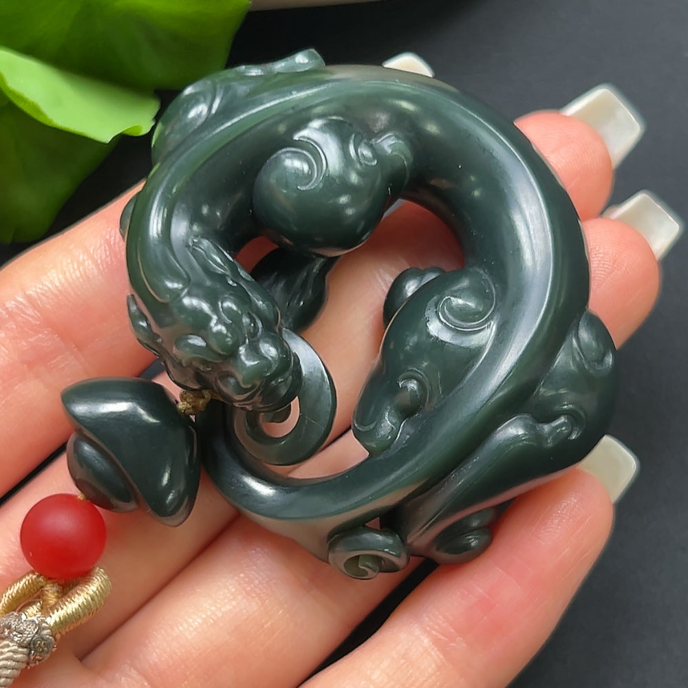 Hetian Jade Pi Xiu Pendant, Including Rope