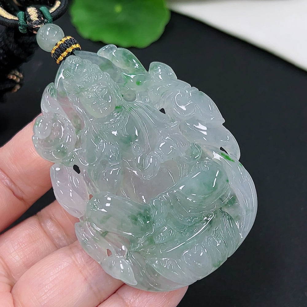 Jadeite Guanyin Pendant (including rope weight)