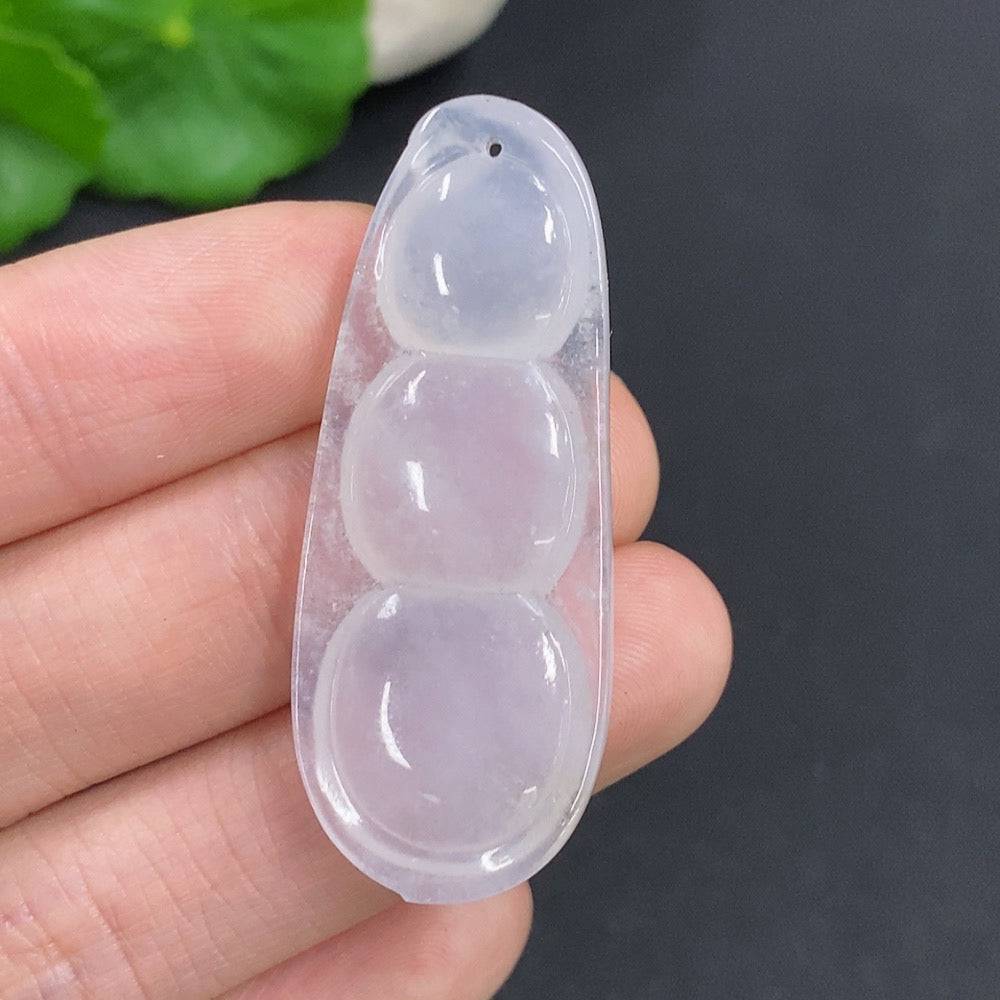Jadeite Lucky Bean pendant in jade, weighing approximately 8.7g, crafted by HUILIU HQ with detailed green jade surface.