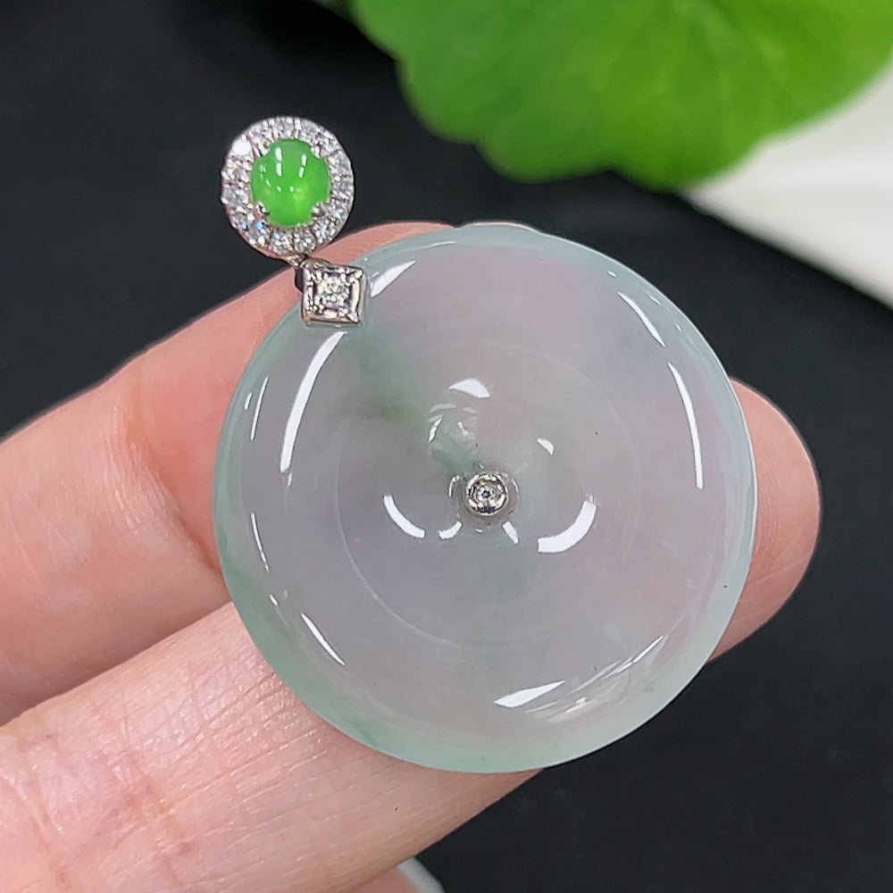 Jadeite Safety Buckle Pendant 18K Gold Total Weight Approx. 8.1g (With Diamond Accents)