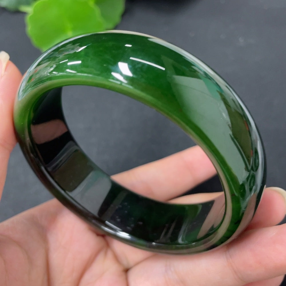 Hetian Jade Green Jade Round Bracelet