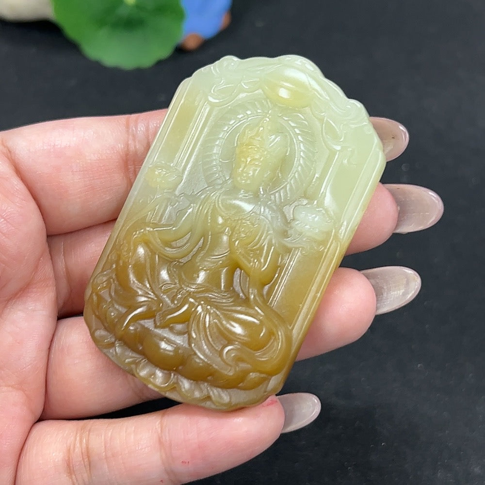Hetian Jade Pendant - Mahasthamaprapta Bodhisattva, Total Weight Approx. 54g