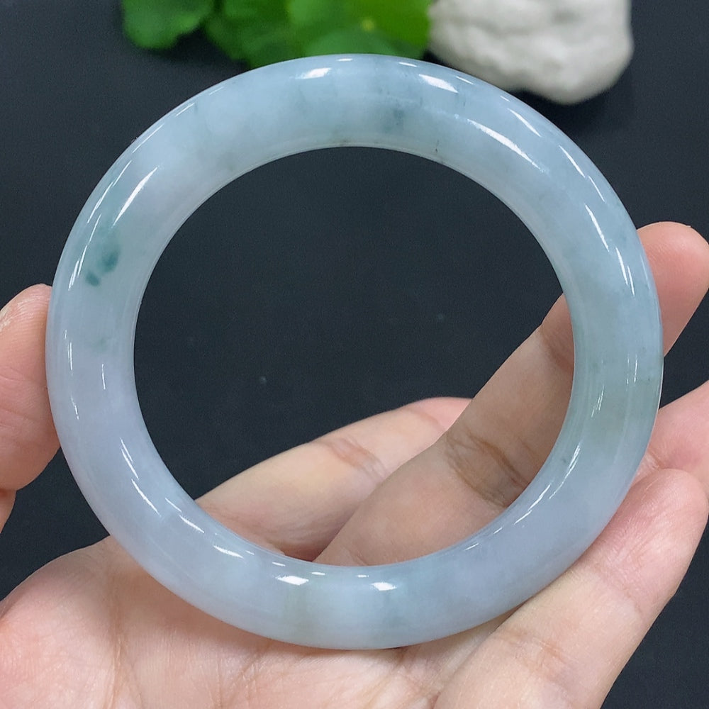 JadeiteRound Bangle Bracelet, Inner Diameter 55.7, Total Weight Approx. 56.9g