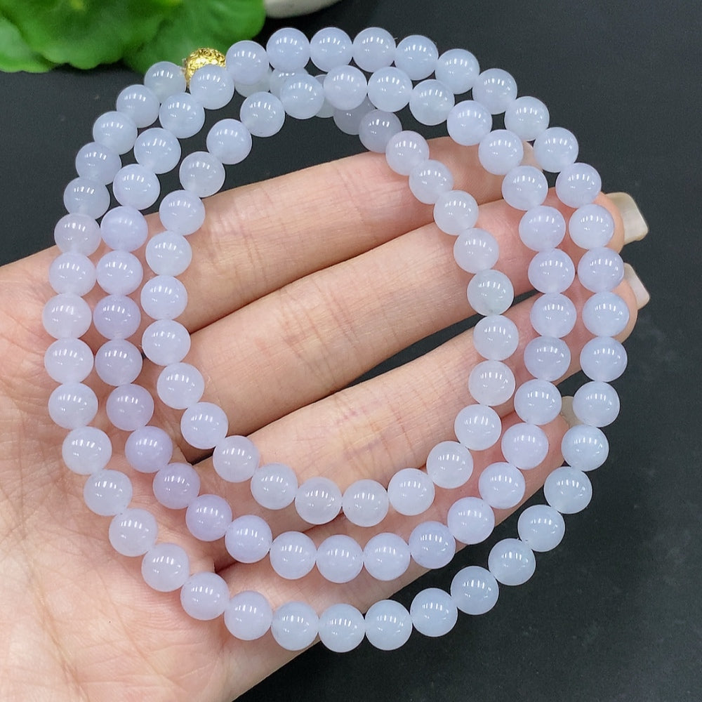 Jadeite Beaded Necklace Approx. 6.4mm Non-Gold Total Weight Approx. 50.6g