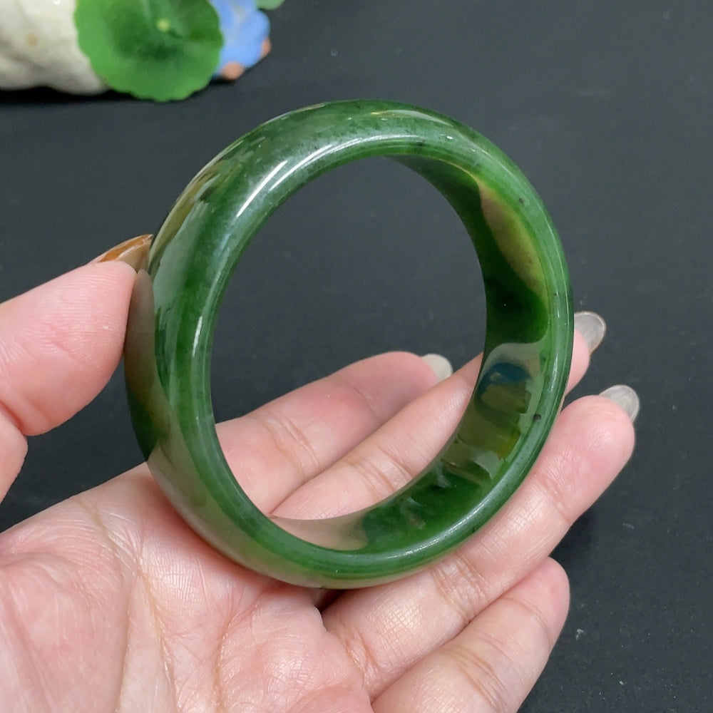 Hetian Jade Jasper Round Bracelet . | Huiliu Certified