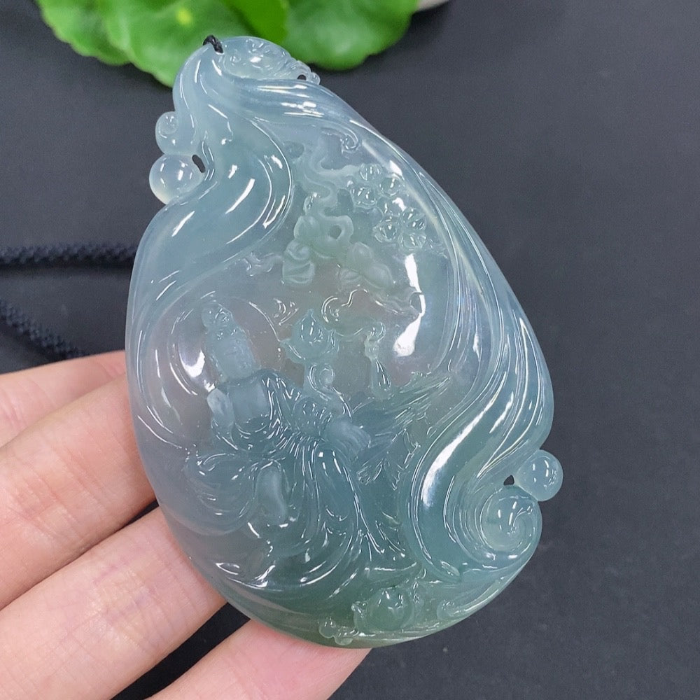 Jadeite Guanyin Pendant Total Weight Approx. 58.5g (including rope weight) with non-jadeite beads