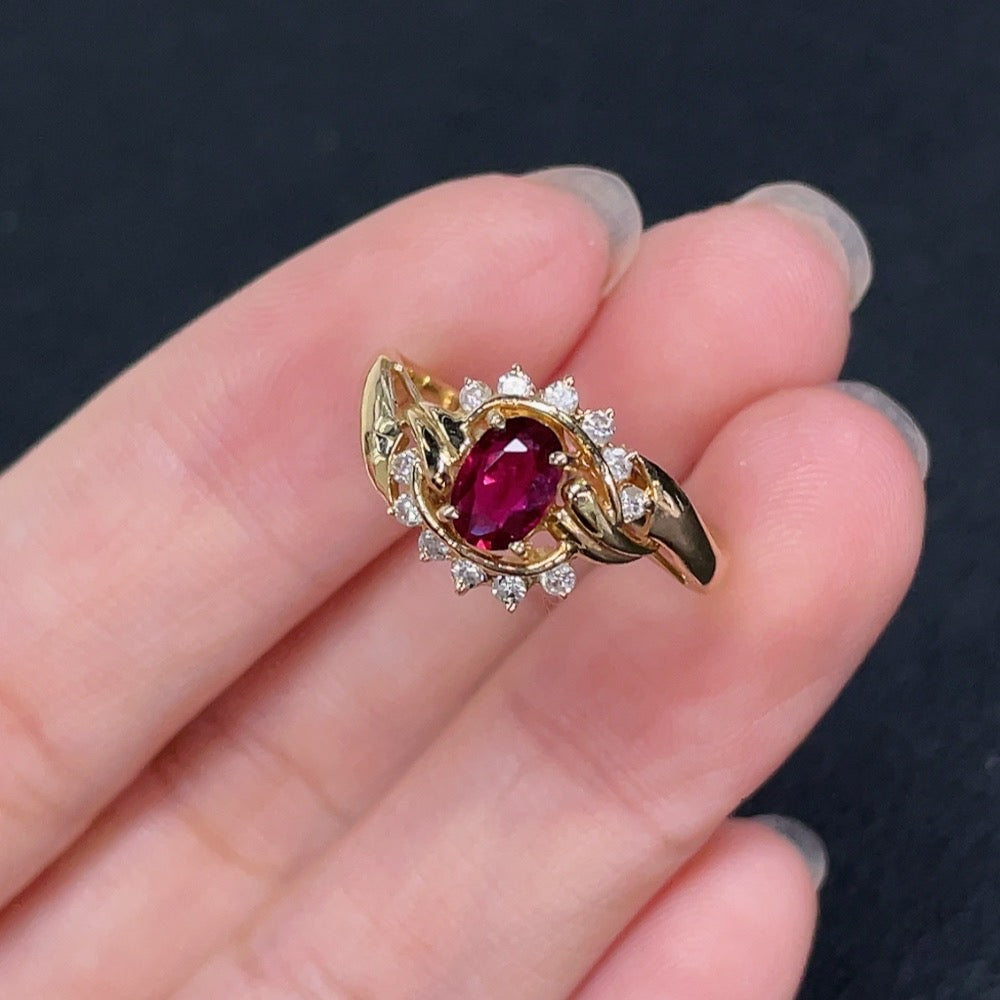Ruby Ring with Diamond Accents, 14k Gold