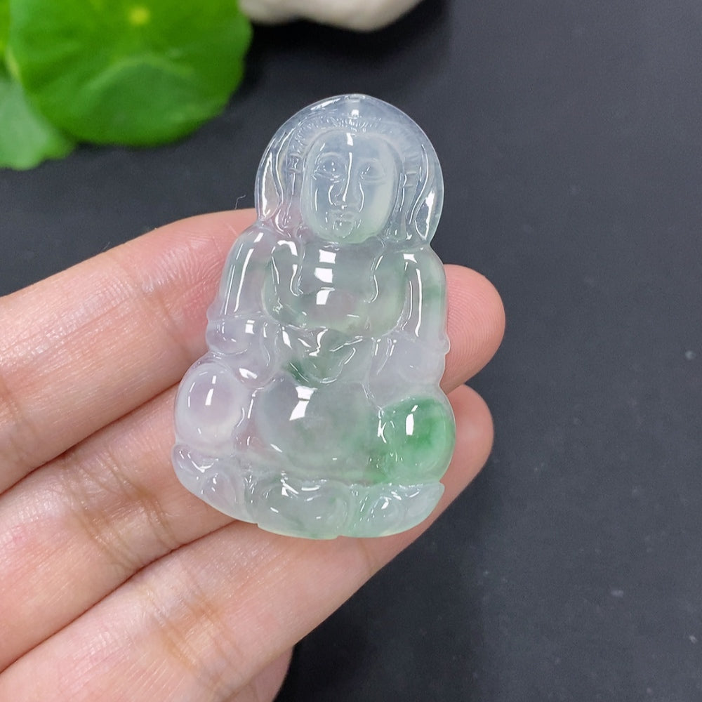 Jadeite Guanyin Pendant, Total Weight Approx. 9g