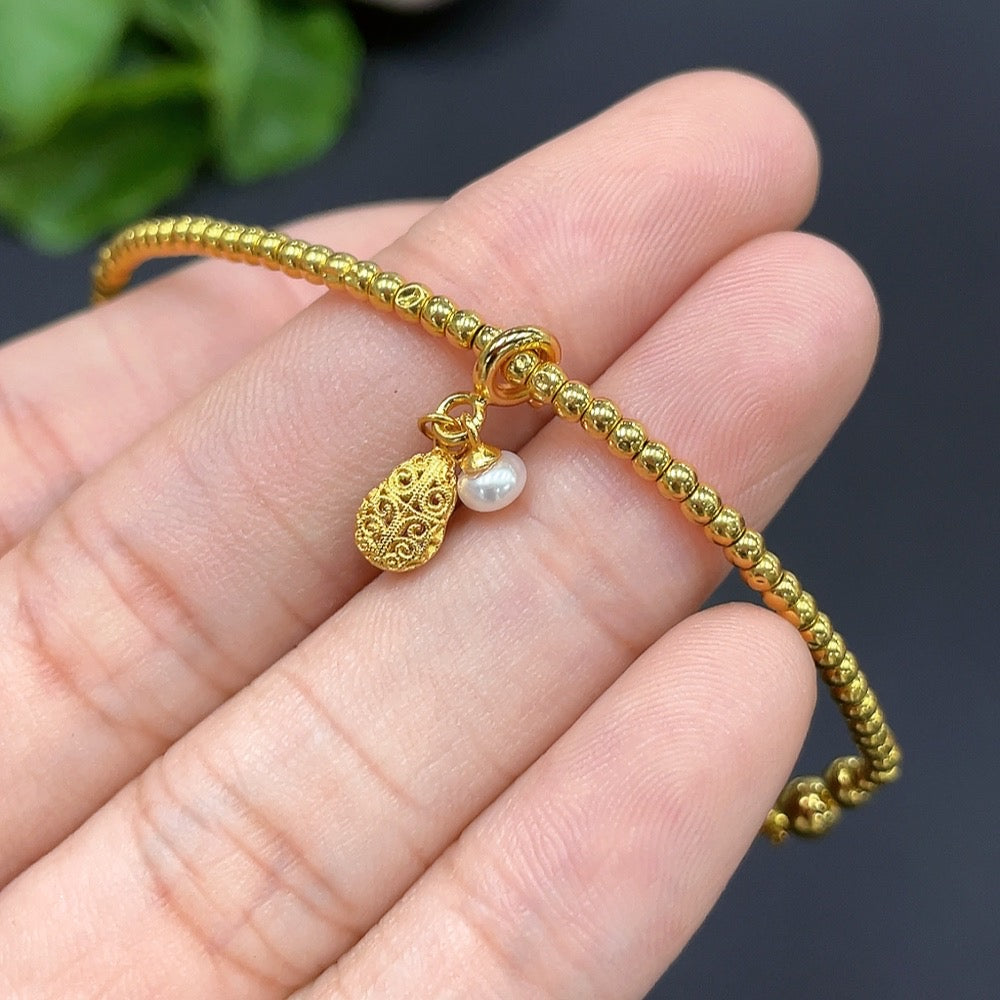 Jadeite Gourd Bracelet Small Round Beads Gold Content 99% Others Non-Gold Total Weight Approx. 2.23g