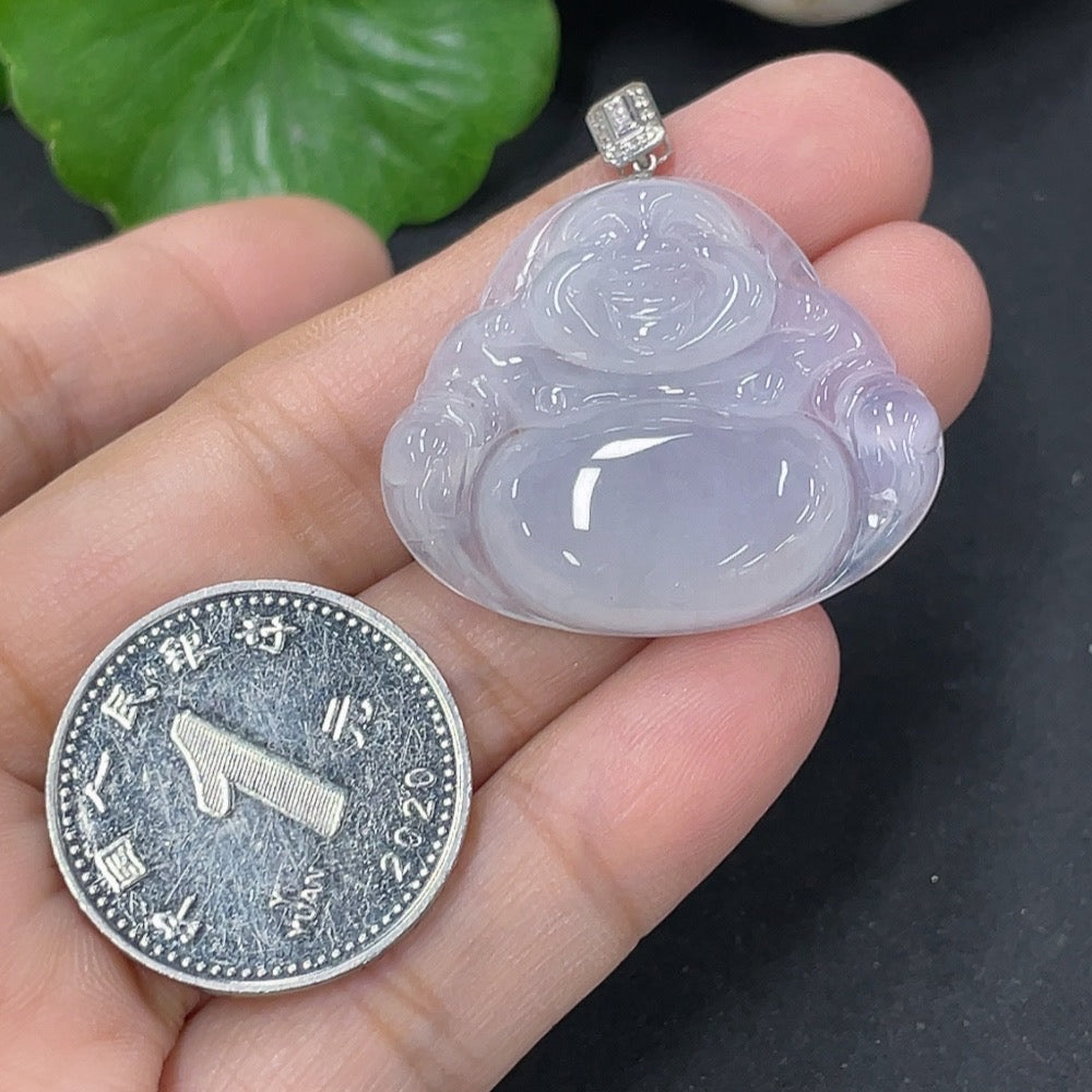 Jadeite Pendant Buddha in 18K Gold with Non-Diamond (too small to confirm natural origin) Total Weight Approx. 7.23g