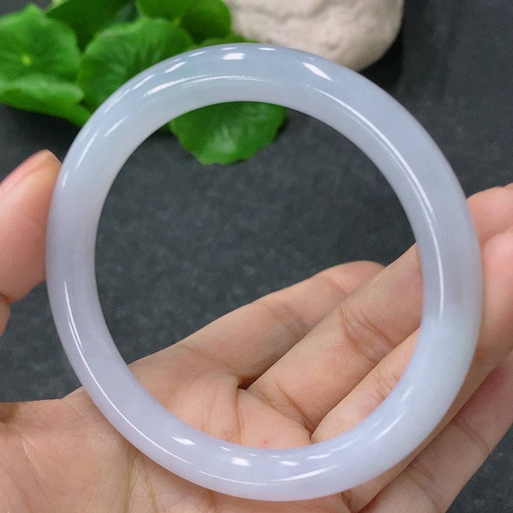 HUILIU HQ jadeite round bangle, 55.5mm, smooth surface, genuine jade jewelry, weighs approximately 32.4g, vibrant green color