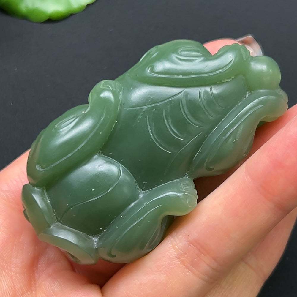 Hetian Jade Pixiu pendant necklace by HKHQ featuring a detailed jade Pixiu charm on a fine chain.