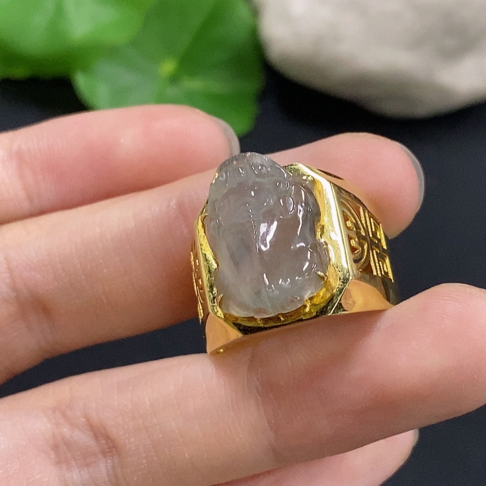 Jadeite Inlaid Ring 18K Gold