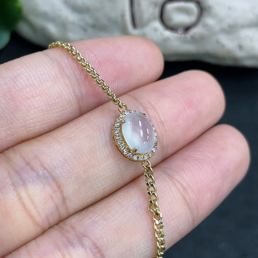 Jadeite cabochon bracelet with 18k gold and diamond accents