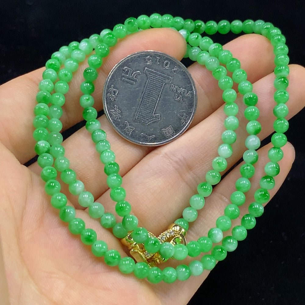 Jadeite Bead Necklace Approx. 3.7mm Total Weight Approx. 15.2g Non-Gold Clasp