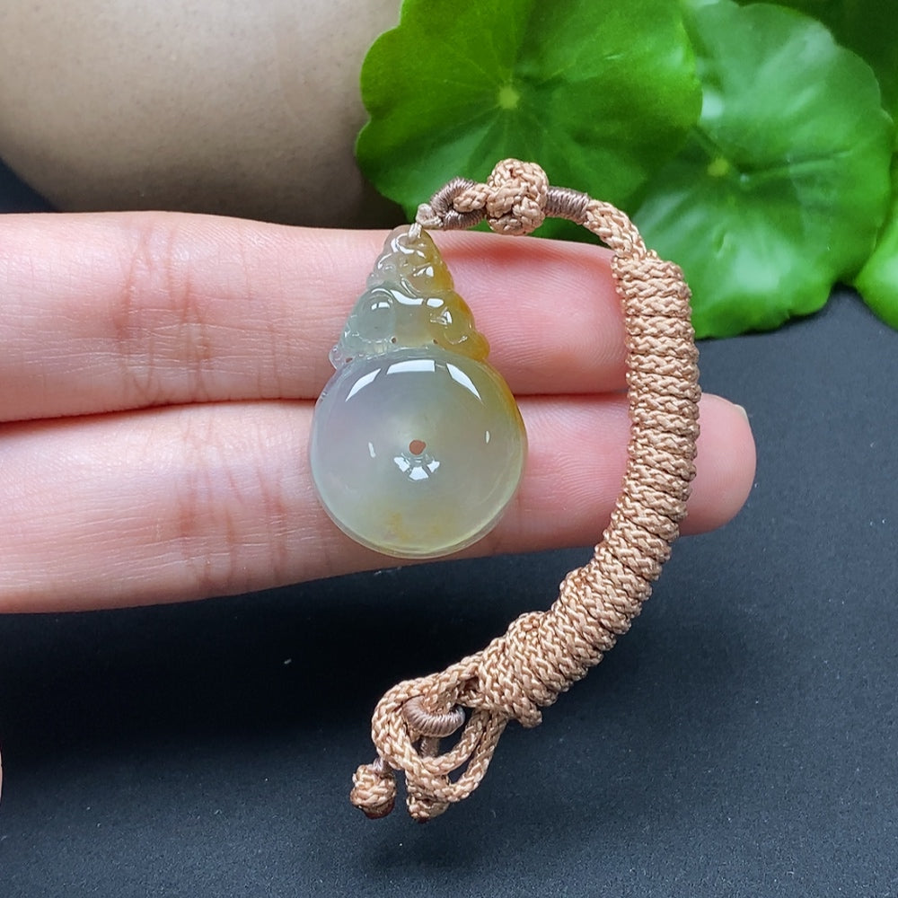 Jadeite Pixiu Peace Buckle pendant necklace featuring a detailed green jade Pixiu charm on a silver chain.