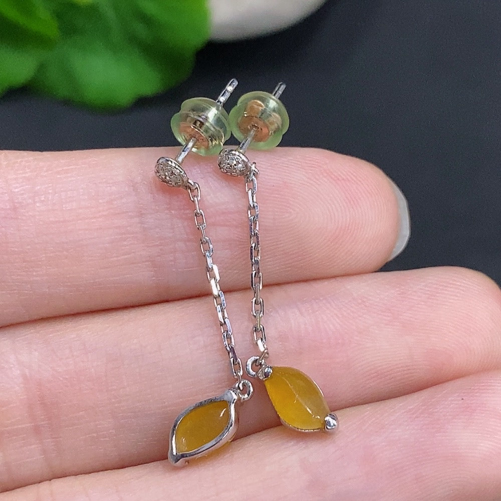 Jadeite Cabochon Stud Earrings 18k Gold Total Weight Approx.1.4g Yellow Color Origin Undetermined