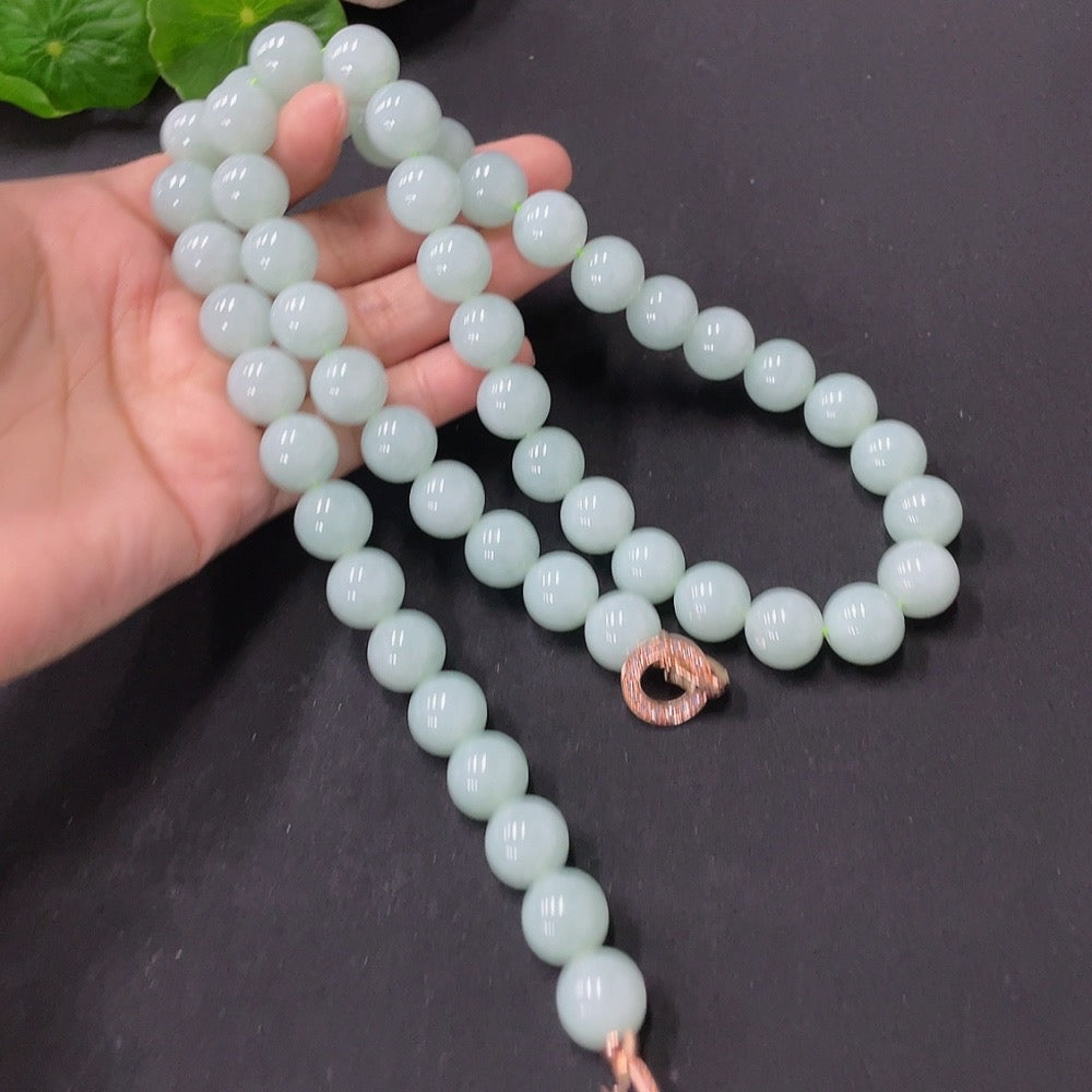 Jadeite Bead Necklace Approx. 11.5mm Non-Gold Total Weight Approx. 151.2g