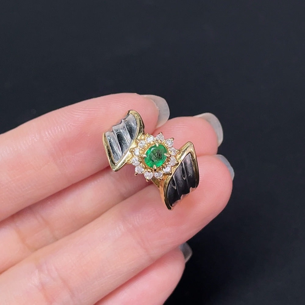 Clarity-Enhanced Emerald Ring with Diamond Accents