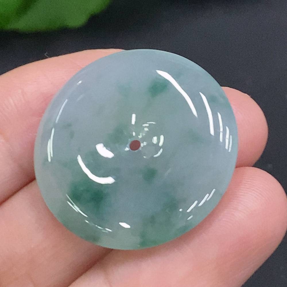 Huiliu Jadeite safety buckle in green jade, showcasing smooth polished surface and secure clasp design.