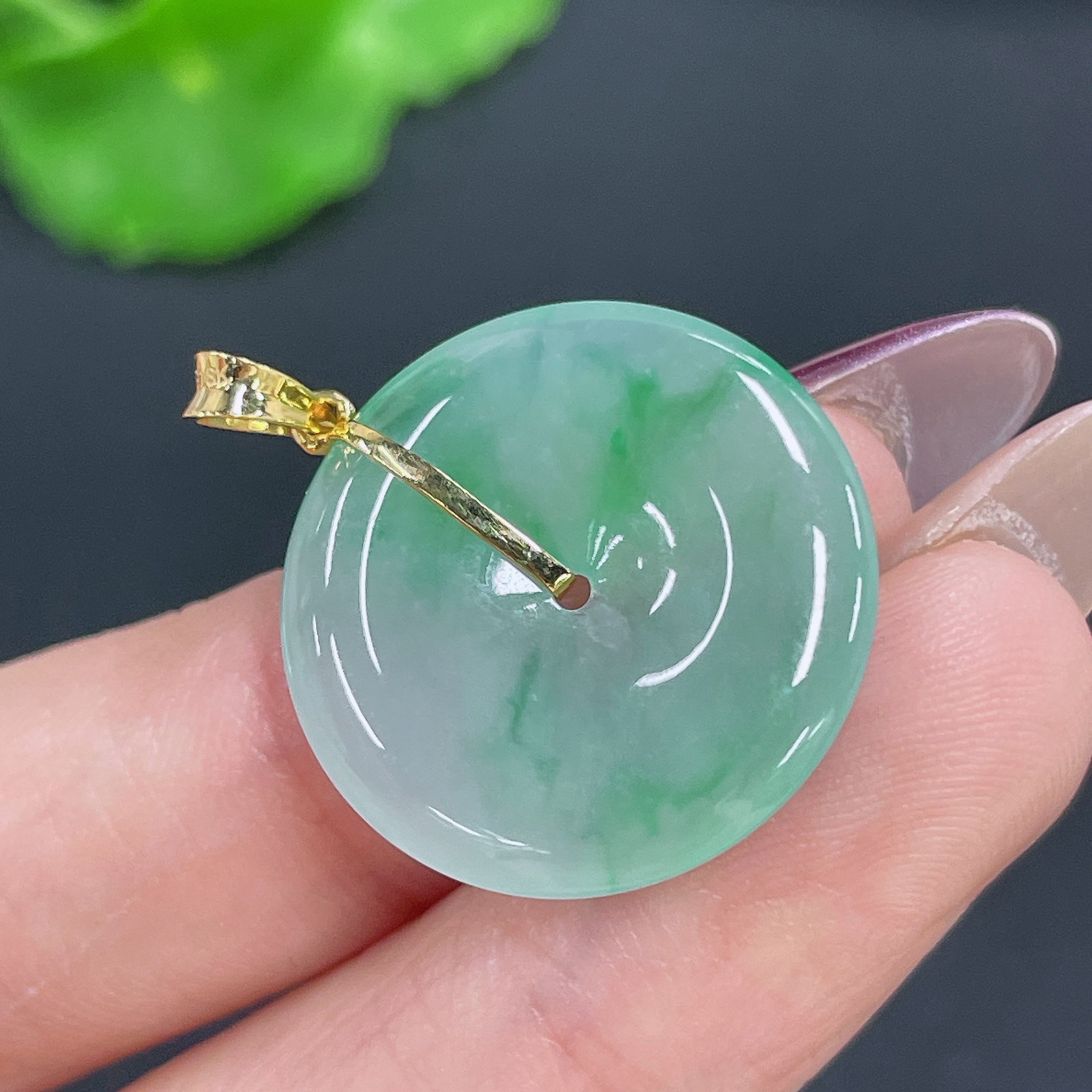 Jadeite Pendant Safety Buckle 18k Bail Total Weight Approx. 4.04g