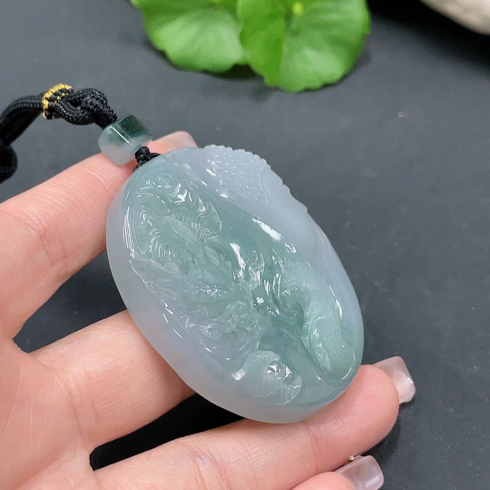 Jadeite dragon pendant, total weight 60.852g