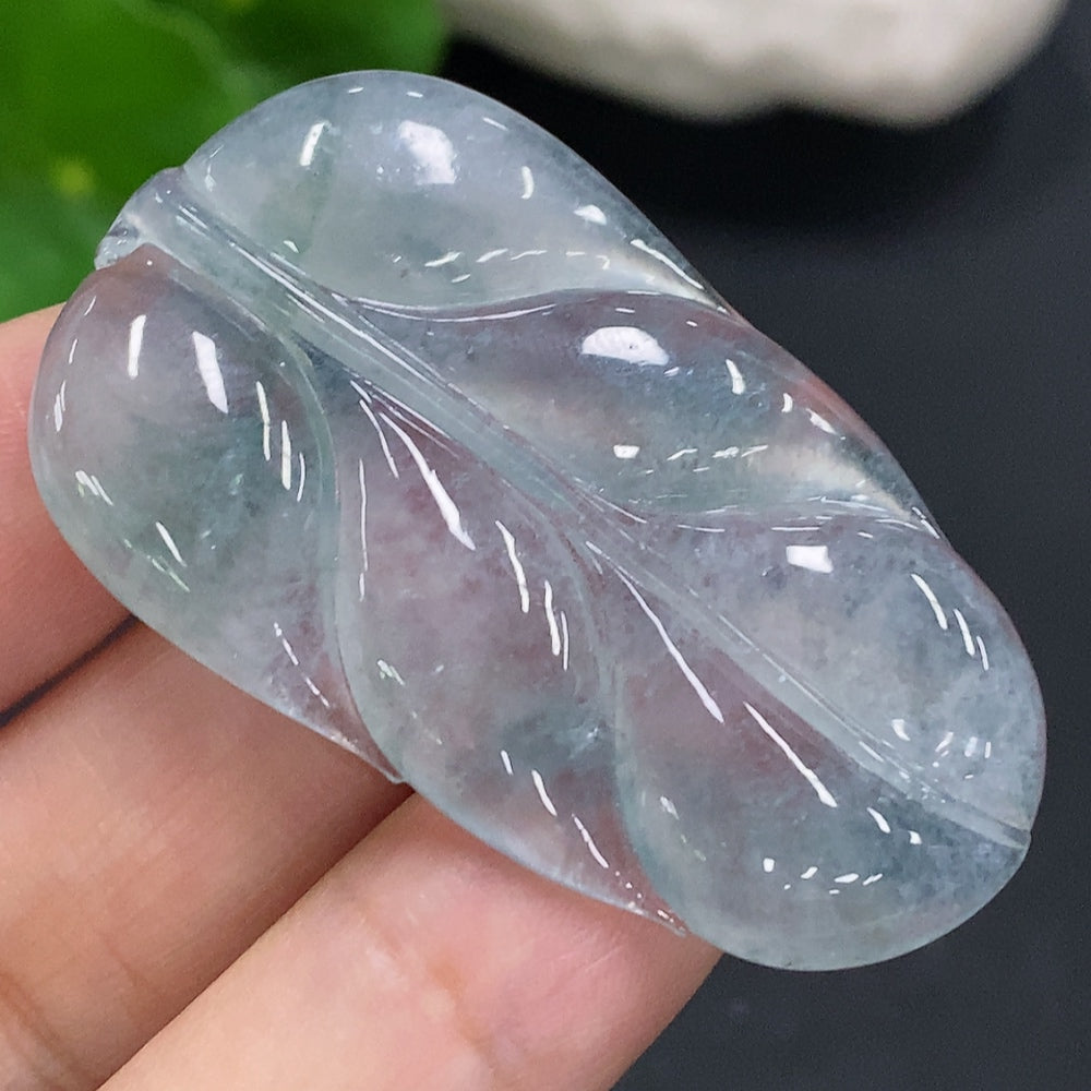 Jadeite Leaf Inlaid Piece, . | Huiliu Certified