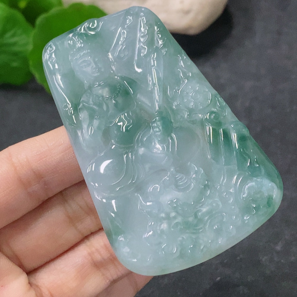 Jadeite Manjushri Bodhisattva Pendant Total Weight Approx. 41.5g