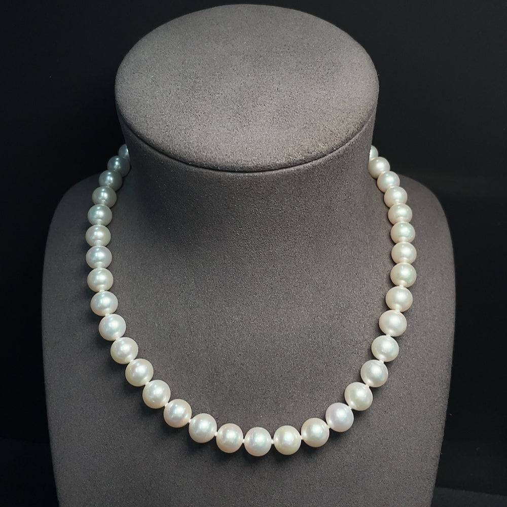 HUILIU HQ gold-plated pearl necklace with 10mm pearls, total weight 56.59g, featuring elegant, lustrous pearl stones