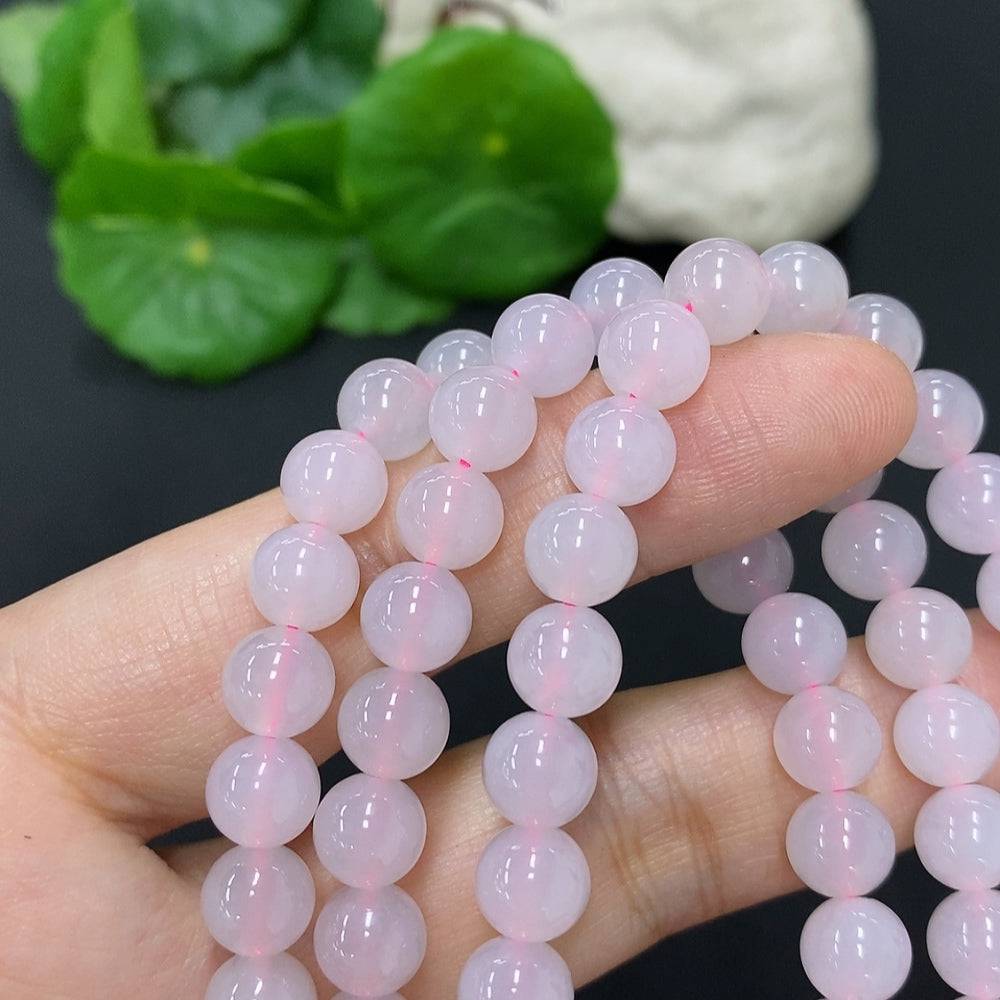 HUILIU HQ jadeite beaded necklace with 7.3mm round green jade beads, 57.4g, natural stone jewelry.
