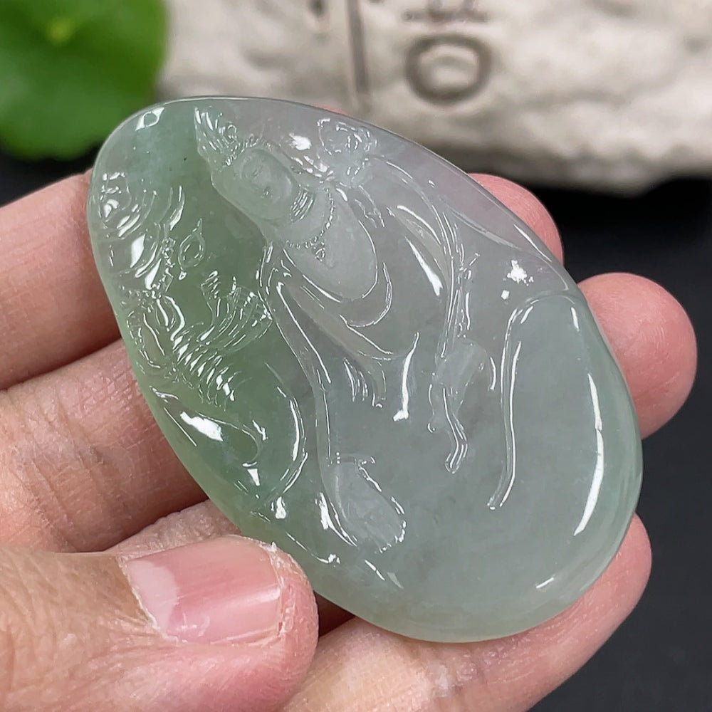 Jadeite Samantabhadra Bodhisattva Pendant, Total Weight Approx. 21.9g