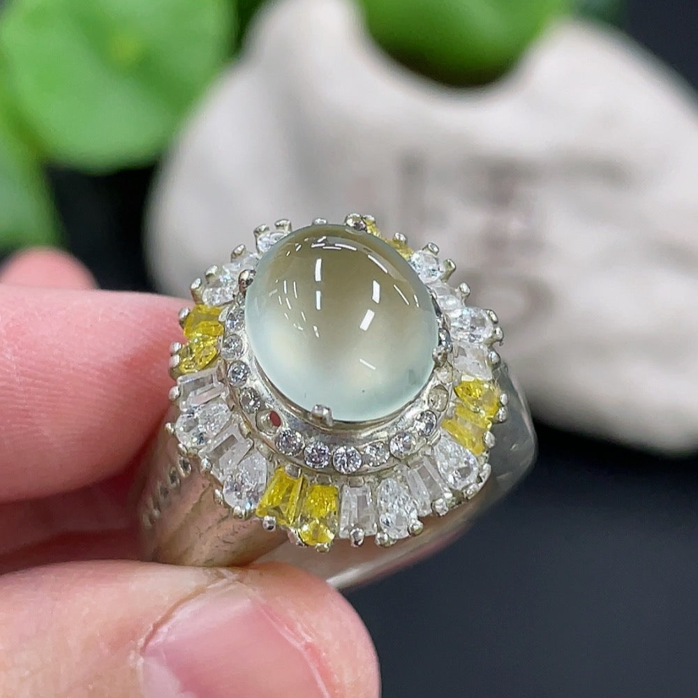 Jadeite Cabochon Non-Gold Inlaid Total Weight Approx. 23.1g