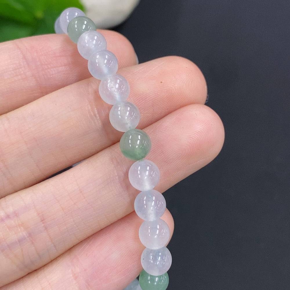 HUILIU HQ jadeite bracelet with 5.9mm beads, total weight approx. 11.4g, showcasing smooth, polished jade jewelry.