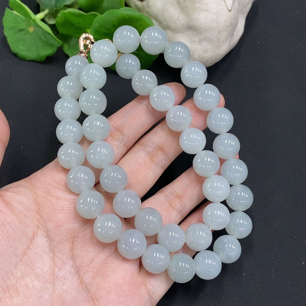 Jadeite Beaded Necklace Approx.11.9mm Non-Gold Total Weight Approx.131.5g