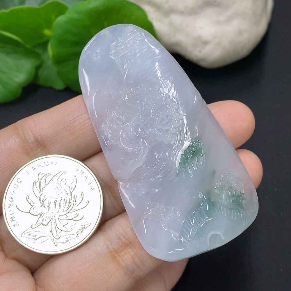 Jadeite Landscape Pendant, Total Weight Approx. 28.4g